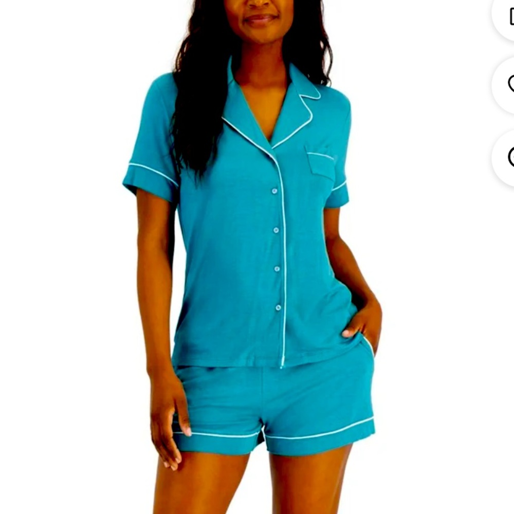 Alfani‎ Short Teal Rayon Pajama Set NWT XXL